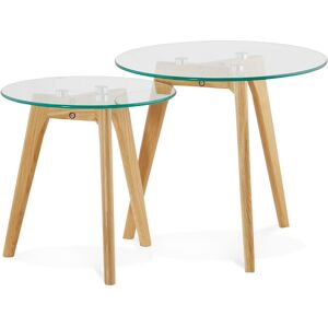 ALTEREGO Tables gigognes ronde 'LOVYOU' en verre