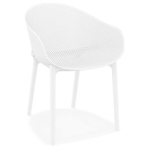 ALTEREGO Chaise de terrasse perforee 'LUCKY' blanche design