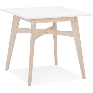 ALTEREGO Table a diner carree 'MAEVA' en bois blanc et finition naturelle - 80x80 cm