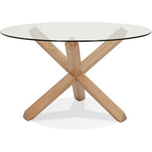 ALTEREGO Table ronde design 'MAGIK' en verre et chene massif