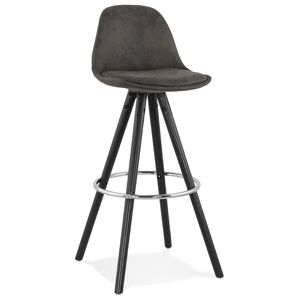 ALTEREGO Tabouret de bar 'MARKA' en microfibre grise et pieds en bois noir