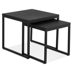 ALTEREGO Set de 2 tables gigognes emboîtables style industriel 'MOMA' en bois et metal noir
