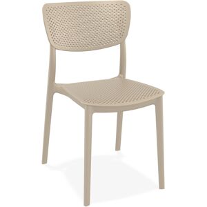 ALTEREGO Chaise de terrasse perforee 'PALMA' en matiere plastique taupe