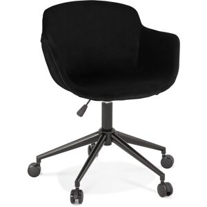 ALTEREGO Chaise de bureau 'ROLLING' en velours noir sur roulettes