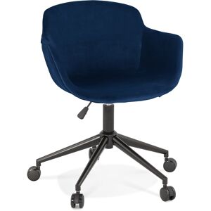 ALTEREGO Chaise de bureau 'ROLLING' en velours bleu sur roulettes