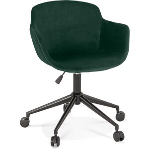 ALTEREGO Chaise de bureau 'ROLLING' en velours vert sur roulettes