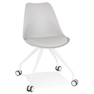 ALTEREGO Chaise de bureau sur roulettes 'SKIN' grise avec structure en metal blanc