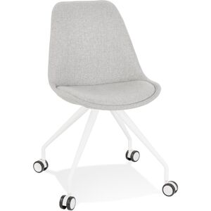 ALTEREGO Chaise de bureau sur roulettes 'SNAP' en tissu gris avec structure en metal blanc