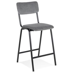 ALTEREGO Tabouret snack mi-hauteur 'TALIA MINI' en tissu côtele gris fonce - commande par 2 pieces / prix pour 1 piece