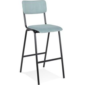 ALTEREGO Tabouret de bar 'TALIA' en tissu côtele bleu - commande par 2 pieces / prix pour 1 piece