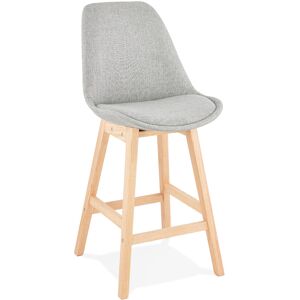 ALTEREGO Tabouret snack mi-hauteur 'TERESA MINI' style scandinave en tissu gris