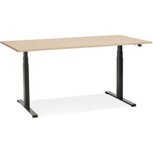 ALTEREGO Bureau assis debout electrique 'TRONIK' noir avec plateau en bois finition naturelle - 140x70 cm