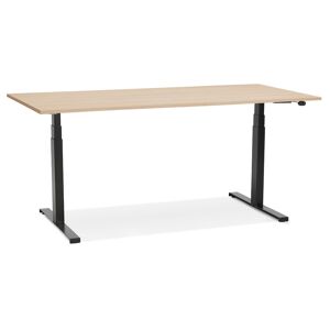 ALTEREGO Bureau ergonomique electrique 'TRONIK' noir avec plateau en bois finition naturelle - 160x80 cm