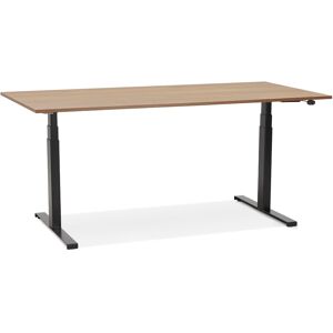 ALTEREGO Bureau ergonomique electrique 'TRONIK' noir avec plateau en bois finition Noyer - 160x80 cm