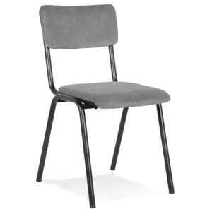 ALTEREGO Chaise de cuisine 'VANINA' en tissu côtele gris fonce