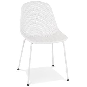 ALTEREGO Chaise design perforee 'VIKY' blanche interieure / exterieure