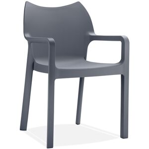 ALTEREGO Chaise design de terrasse 'VIVA' gris fonce en matiere plastique