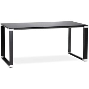 ALTEREGO Bureau de direction droit design 'XLINE' en verre noir - 160x80 cm