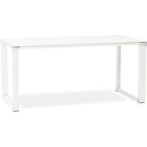 ALTEREGO Bureau droit design 'XLINE' en verre blanc - 160x80 cm