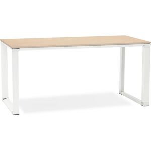 ALTEREGO Bureau droit design 'XLINE' en bois finition naturelle et metal blanc - 160x80 cm