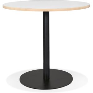 ALTEREGO Table bistrot ronde 'YOGI' blanche avec un pied en metal noir - Ø 80 cm