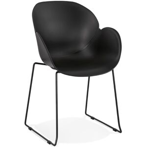 ALTEREGO Chaise avec accoudoirs 'ZAKARY' noire avec pied en metal - interieur /exterieur