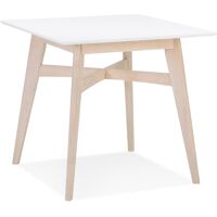 ALTEREGO Table à diner carrée ‘MAEVA’ en bois blanc et finition naturelle – 80×80 cm