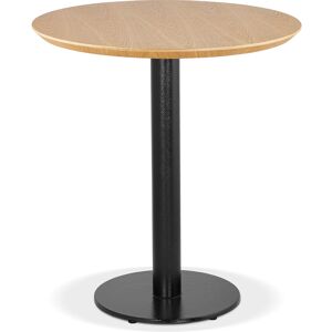 ALTEREGO Petite table à diner 'BASTILLE' ronde en bois finition naturelle et fonte noire - Ø 60 cm