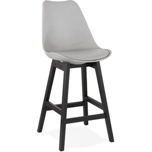 ALTEREGO Tabouret snack mi-hauteur 'CAMILA MINI' gris avec pied en bois noir