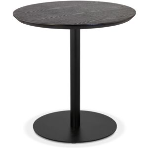 ALTEREGO Petite table à diner 'DEXTER' ronde en bois noir et métal noir - Ø 60 cm