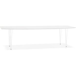 ALTEREGO Table à dîner design extensible 'HUSKI' blanche avec pieds en métal blanc - 170(270)x100 cm