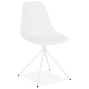 ALTEREGO Chaise moderne 'LORY' blanche avec pied en métal