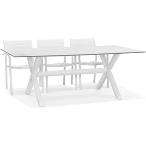 ALTEREGO Table de jardin design 'PORTO' blanche avec pied en X