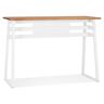 ALTEREGO Table de bar haute 'NIKI' en bois massif et pied en métal blanc - 150x60 cm