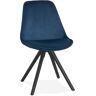 ALTEREGO Chaise vintage 'RICKY' en velours bleu et pieds en bois noir