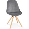 ALTEREGO Chaise vintage 'RICKY' en velours gris et pieds en bois naturel