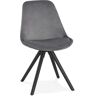 ALTEREGO Chaise vintage 'RICKY' en velours gris et pieds en bois noir