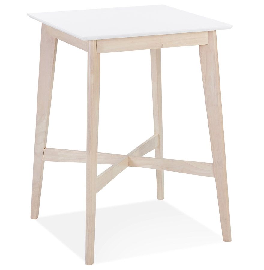ALTEREGO Table haute 'GALLINA' en bois blanc et finition naturelle