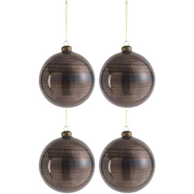 J-Line - 4 Boules de Noël rondes marron - D.12 cm OS - Publicité J-Line - 4 Boules de Noël rondes marron - D.12 cm OS - Publicité