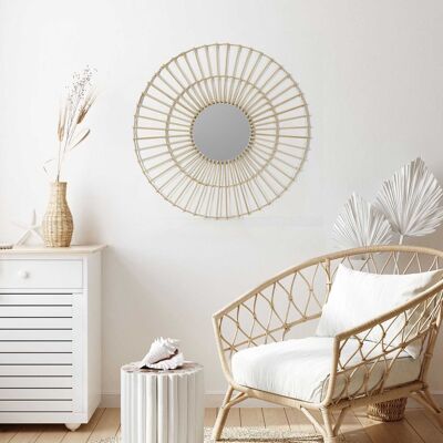 Home Deco Factory - Miroir en rotin marron - D.75 cm OS - Publicité Home Deco Factory - Miroir en rotin marron - D.75 cm OS - Publicité