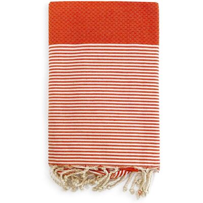 Le Comptoir de la Plage - Fouta traditionnelle Mikanda orange - 100x200 cm 100x200 cm - Publicité Le Comptoir de la Plage - Fouta traditionnelle Mikanda orange - 100x200 cm 100x200 cm - Publicité