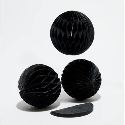 Pomax - 4 Boules Origami Velius noires - D.15 cm OS - Publicité Pomax - 4 Boules Origami Velius noires - D.15 cm OS - Publicité