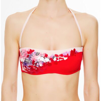 La Perla - Haut de maillot de bain bandeau Floral Rhapsody rouge/rose clair 85 C - Publicité La Perla - Haut de maillot de bain bandeau Floral Rhapsody rouge/rose clair 85 C - Publicité