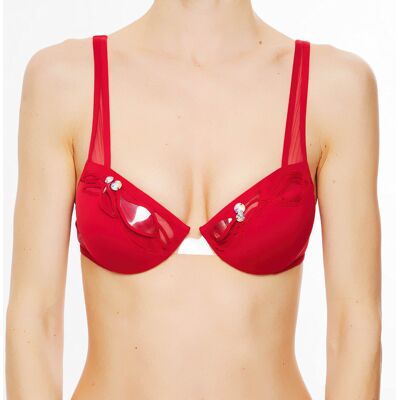 La Perla - Haut de maillot de bain paddé Avant-Garden rouge foncé T.75B - Publicité La Perla - Haut de maillot de bain paddé Avant-Garden rouge foncé T.75B - Publicité