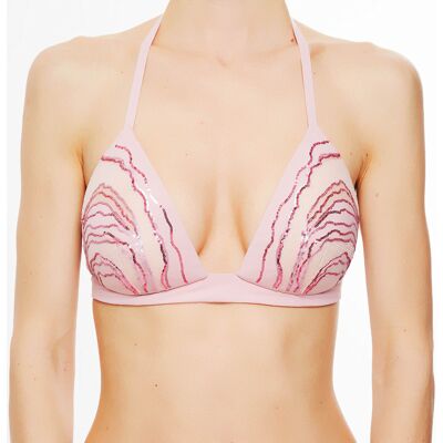 La Perla - Haut de maillot de bain triangle paddé Strass rose poudré T.80B - Publicité La Perla - Haut de maillot de bain triangle paddé Strass rose poudré T.80B - Publicité