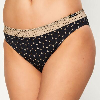Bikini Bar - Bas de maillot de bain Baby Doll imprimé noir/beige 42 - Publicité Bikini Bar - Bas de maillot de bain Baby Doll imprimé noir/beige 42 - Publicité