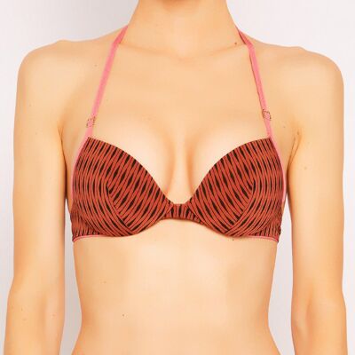 La Perla - Haut de maillot Eva imprimé terracotta/fuchsia T.42/C - Publicité La Perla - Haut de maillot Eva imprimé terracotta/fuchsia T.42/C - Publicité