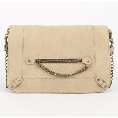 Abaco Paris - Sac bandoulière en Velours de Cuir Seren Chaine beige - 23.5x10x17 cm OS - Publicité Abaco Paris - Sac bandoulière en Velours de Cuir Seren Chaine beige - 23.5x10x17 cm OS - Publicité