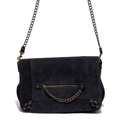 Abaco Paris - Sac bandoulière en Velours de Cuir Seren Chaîne noir - 23.5x10x17 cm OS - Publicité Abaco Paris - Sac bandoulière en Velours de Cuir Seren Chaîne noir - 23.5x10x17 cm OS - Publicité