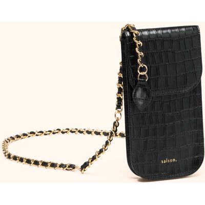 Saison - Pochette smartphone Chloé en cuir noir - 19,6x10x2,1 cm OS - Publicité Saison - Pochette smartphone Chloé en cuir noir - 19,6x10x2,1 cm OS - Publicité